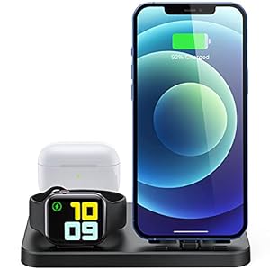 AFLYDOG Ladestation für Apple Mehrere Geräte, Verstellbarer 3 in 1 Ladeständer Dock Halter Faltbarer Ladeständer…