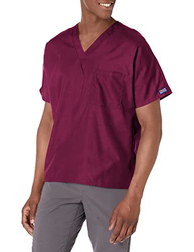 Image of Cherokee Scrubs for Women and Men Unisex V-Neck Tunic Nursing Scrub Top with Chest Pocket, Tuckable Durable Fabric - 4777 | 1 Chest Pocket For Essentials, Traditional Fit, Durable Construction, Comfortable Knit Details, Easy Care, Tuckable Style