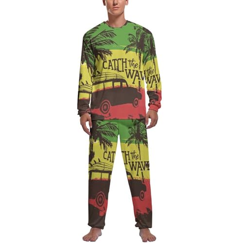 Pijama Homme Retro Car Ensemble Manche Longue et Pantalon Coordonné