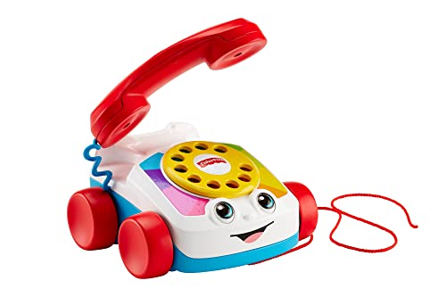 Fisher-Price Toddler Pull Toy Chatter Telephone Pretend Phone with Rotary Dial and Wheels for Walking Play Ages 1+ years, FGW66