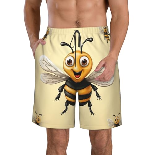 Men's Swim Trunks Honey Bee Quick Dry Board Shorts with Pocket Swimsuit Swimwear for Men Beach Shorts