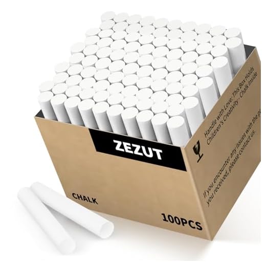 ZEZUT White Chalk 100PCS, Low Dust Chalks Stick Bulk for Chalkboard Blackboard Non-Toxic