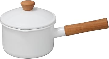 Nodahoro CL-14NW Saucepan, 5.5 inches 14 cm, Enameled Gas Fire/Induction Compatible, Single Handled Pot, Made in Japan