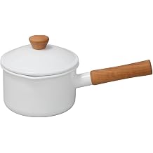 Nodahoro CL-14NW Saucepan, 5.5 inches 14 cm, Enameled Gas Fire/Induction Compatible, Single Handled Pot, Made in Japan