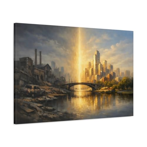 Art mural Urban Opposition déco science-fiction grand tableau salon moderne horizontal 90x60