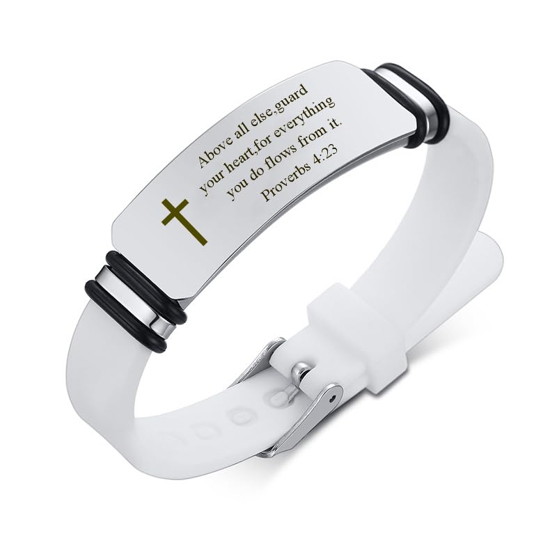 4Pcs Bible Verse Religious Bracelets Christian Cross Scripture Bracelet Adjustable Wristband for Men Women,Personalized Inspirational quotes, Religious Gifts2