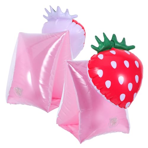 ORFOFE 1Pair Inflatable Swimming Arm Rings for Soft Floaties with Strawberry Design Swim Training Aid for Pool and Beach Fun