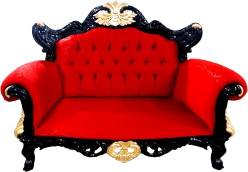 Casa Padrino Pompöös Canapé baroque 2 places Rouge/noir/doré – Canapé baroque Pompööses conçu par Harald Glööckler
