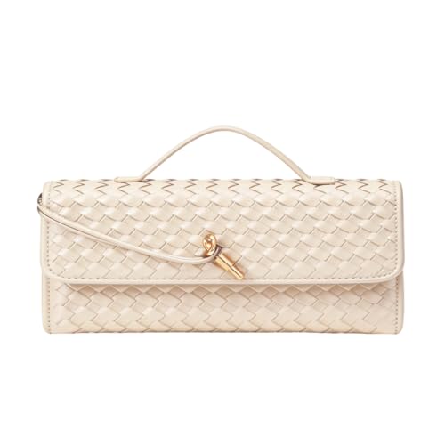 Image of JYG Woven Handbag for Women Fashion Evening Shoulder Bag PU Leather Handmade Clutch Purse Casual Crossbody Bags