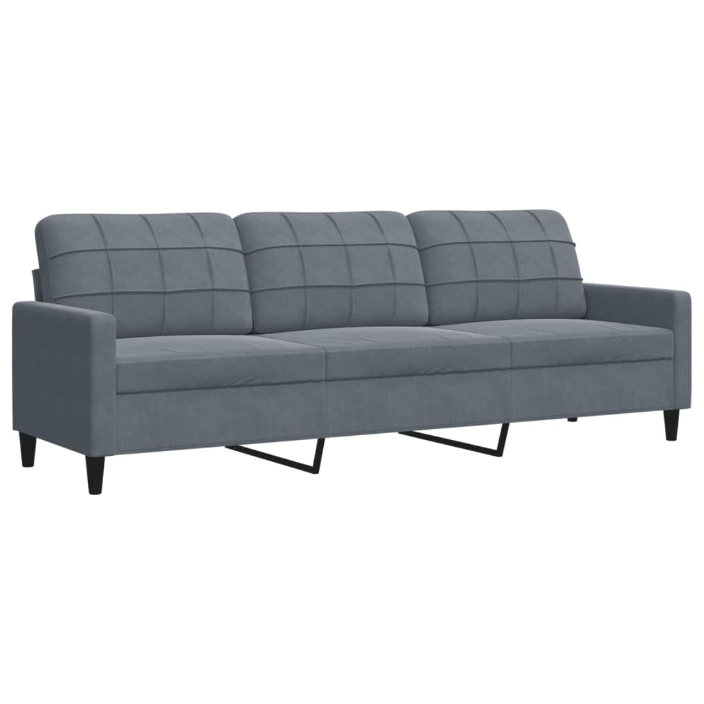 vidaXL 4-TLG. Sofagarnitur mit Kissen Dunkelgrau Samt, Sofa, Samtsofa, Sofa gepolstert, Relaxsofa, Wohnzimmermöbel, Polstersofa, Couch, Lounge Sofa