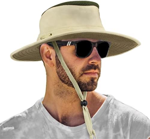 SUN CUBE Sun Hat for Men Wide Brim, Women Safari Hat, Hiking Bucket Hat UV Sun Protection, Boonie Hat Outdoor | Fishing Hat Summer for Sun Beach Camping UPF 50+, Tan