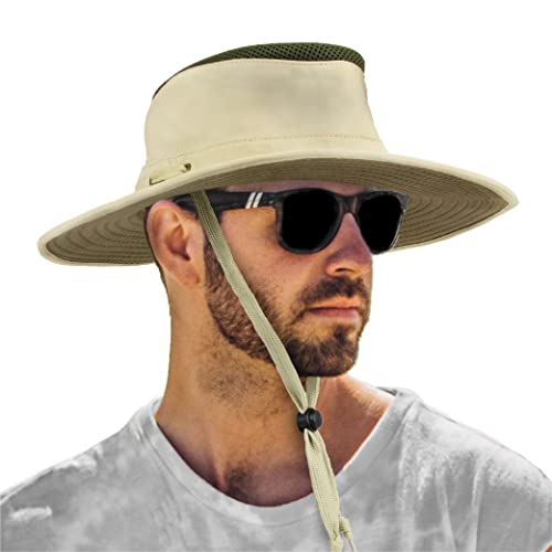 Sun Cube Sun Hat For Men Wide Brim, Women Safari Hat, Hiking Bucket Hat Uv Sun Protection, Boonie Hat Outdoor | Fishing Hat Summer For Sun Beach Camping Upf 50+, Tan #TOP18