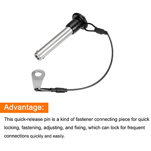 sourcing map 1 Stück Kugelsperrbolzen mit rundem Kopf (10mm x 41mm) 304 Edelstahl Griff Druckknopf Verriegelung Schnellspannstift mit 24cm Draht
