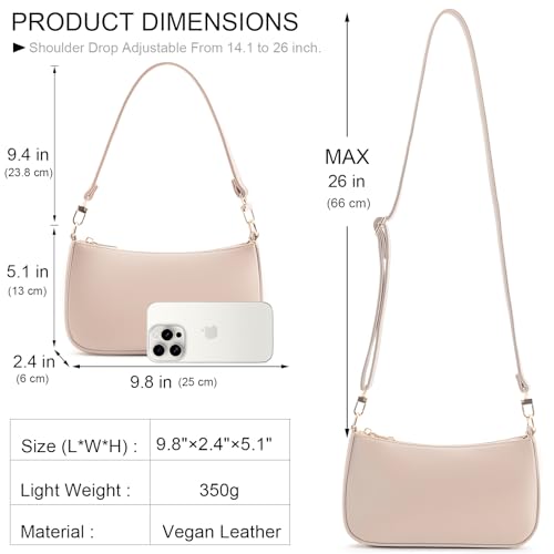 Image of Shoulder Bag for Women Retro Vegan Leather Classic Clutch Tote HandBags Purses with Zipper Closure