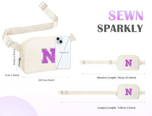 Image of COSHAYSOO Initial Letter Fanny Pack for Girls Personalized Christmas Birthday Gifts for 6 7 8 9 10 11 12 Year Old Teen Girl, Girly Fashion Crossbody Purse Belt Bag Preteen Tween Trendy Stuff Ivory N