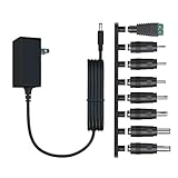 ETL Certified 12V 2A Power Supply AC/DC Adapter with 8 Tips，Replacement 12 Volts 2000mA Charger Cord for LED Strips, CCTV Camera, Router, Speaker, GPS, Webcam DC12V Transformer (6ft)