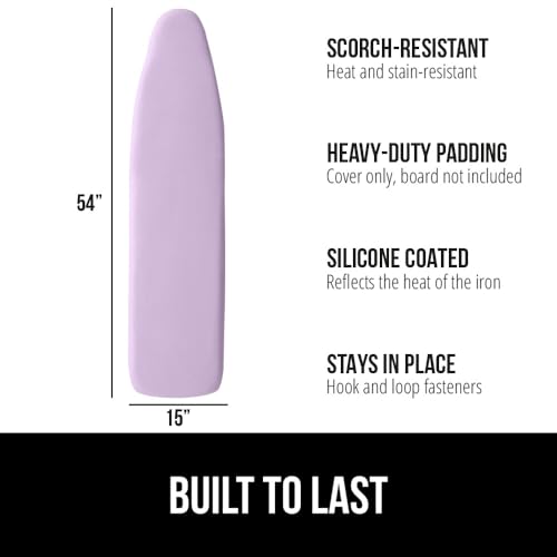 GORILLA GRIP The Original Ironing Board Cover and Pad, Silicone Coating, 400°F Scorch Resistant Thick Padding, Heavy Duty Iron Covers Standard Boards, Hook and Loop Fastener Strap, Light Purple 15x54 by GORILLA GRIP - Image 2