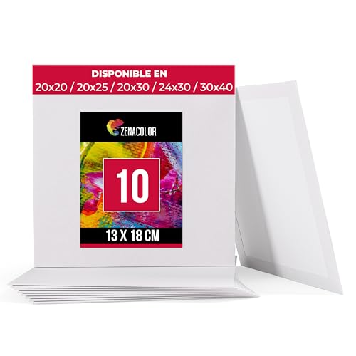 Zenacolor   Set de 10 Canvas   Lienzos para Pintar 13x18cm   Todos los Tipos de Pintura sobre Tela   100% Algodón sin Ácidos