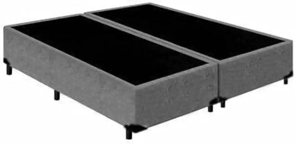 Cama Box Base King Size Bipartido Suede Cinza Blindado 193x203