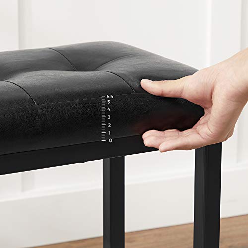 Vasagle Bar Stools, Set Of 2 Pu Upholstered Breakfast Stool, 15.7 X 11.8 X 24.4 Inches, Backless, Simple Assembly, Industrial, Dining Room Kitchen Counter Bar, Black Seat And Black Frame Ulbc068B81 #TOP5
