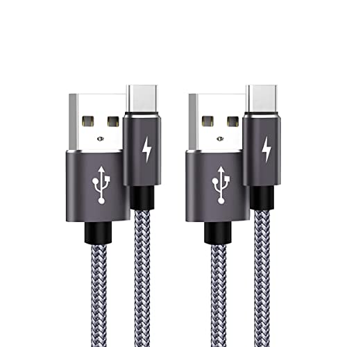 Cable USB Tipo C, Cable USB C [ 2Pack 2M ] Nylon Carga Rápida para Samsung Galaxy S20 /S10 /S9 /S8 /Note 8, Huawei P9 /P10 /P 20, LG G5 /G6, Sony Xperia XZ etc - Gris Cover