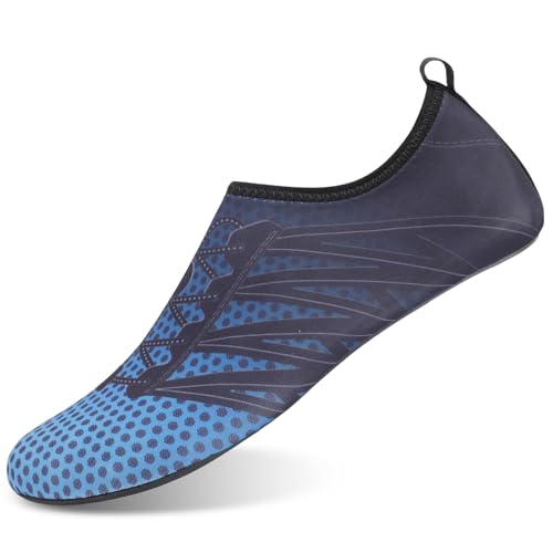 Mens Womens Water Shoes Quick Dry Barefoot Shoes Non-Slip Aqua Socks for Beach Swim Blue Gradient Dot2
