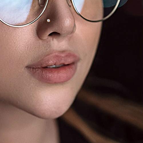14K Yellow Gold Prong Set 2.5Mm Round Cz Stone 20 Gauge Nose Bone Nose Stud Piercing Jewelry #TOP3