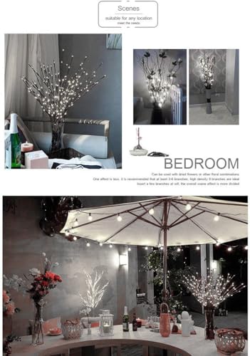 Image of DK177 2 Pack Led Branch Light Battery Operated Lighted Branch Vase Filler Willow Tree Artificial Little Twig Power Brown 30 Inch 20 LED for Home Outdoor Indoor Romantic Decoration, White Light