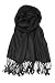 Achillea Large Soft Silky Pashmina Shawl Wrap Scarf in Solid Colors (Black)