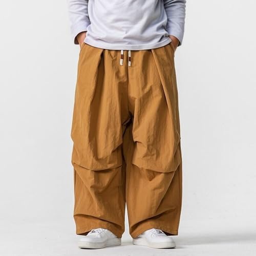 Men's Harem Casual Pants Summer Elastic Waist Loose Fit Comfortable Breathable Pure Color Versatile Trousers for3