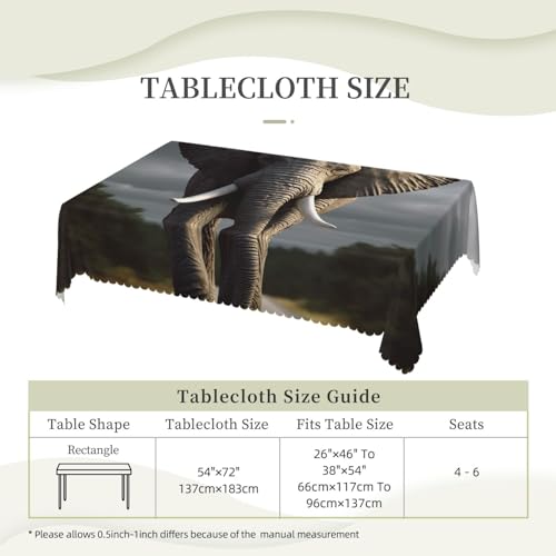 Nappe rectangulaire éléphant 3D en polyester lavable de 137x182 cm - 3