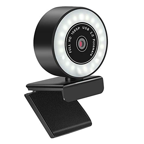 Tanouve Webcam con Luz - Cámara Web HD 1080P con Anillo De Luz Mini Cámaras Web para PC con Enfoque Automático Cámara De Micrófono Incorporada para Mac/Transmisión En Vivo/Videoconferencia Cover