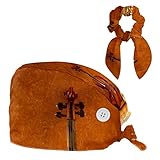 Bouffant Caps with Hairband Surgical Caps Reusable Scrub Hats, Music Instrument Pattern