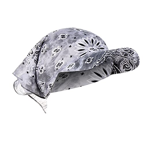 Unbekannt Damen Visor Bandana mit Schirm Haarband Baumwolle Beanie Kopftuch Schal Hüte Sonnenhut Tennis Baseball-Mütze Turban Kopfbedeckung Headwear Kop Wraps Sonnenblende Kappe Grey