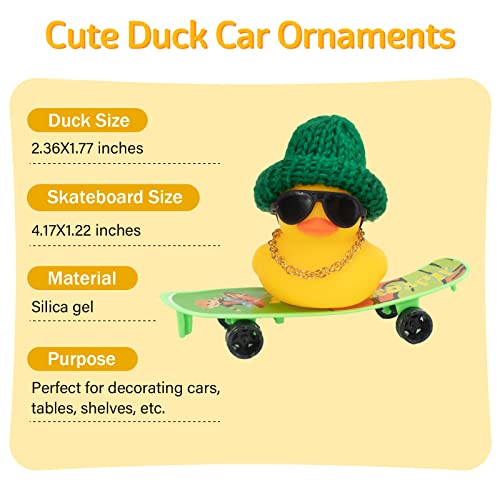 Wonuu Car Duck Ornament Rubber Duck Car Dashboard Decoration For Car Dashboard Decoration Accessories With Mini Hat, Necklace, Sunglasses, Chair Or Skateboard #TOP4