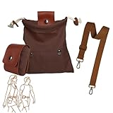 Kingwee Foraging Bag with Front Pockets & Adjustable Shoulder Strap Canvas Foraging Pouch for Hiking, Bushcraft, Wearable Collapsible Belt Bag for Collecting Mushrooms, Rocks (Brown)