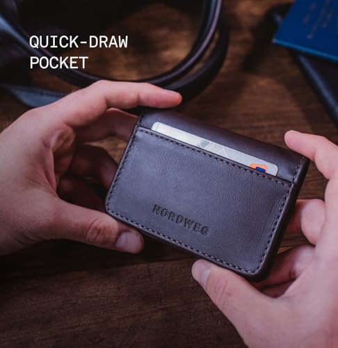 Leather Wallet for Apple AirTag NW041I – Slim Front Pocket Bifold – Handmade in Brazil – Full-Grain Leather – Holds Cards & Cash – Gift for Men – Minimalist Travel Wallet - Black4