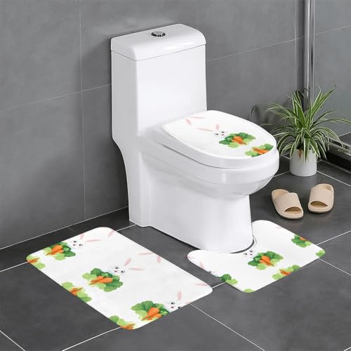 Tapis de salle de bain antidérapant WHJDPP Evite les glissades Lot de 3 pièces WC