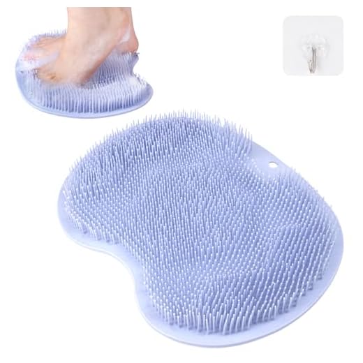 Fefod Cepillo para Masaje de Pie, Almohadilla de Lavado con Ventosas Antideslizantes, Silicone Almohadilla de Lavado de Pies, Alfombrilla Lavapies para Limpia, Exfolia y Masajea(Azul)