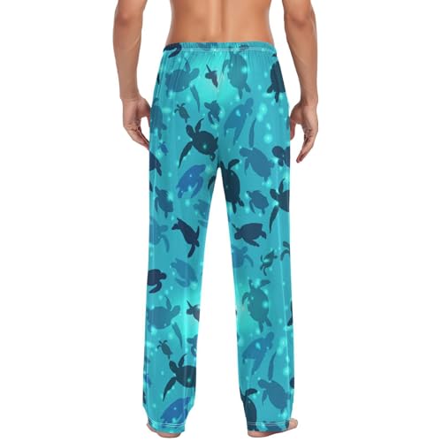 Sun Swims Turtle Pajama Pants Galaxy Sea Marine Animal Lounge Sleepwear PJs Men's Pajama Bottoms Casual Sleep Pants M2