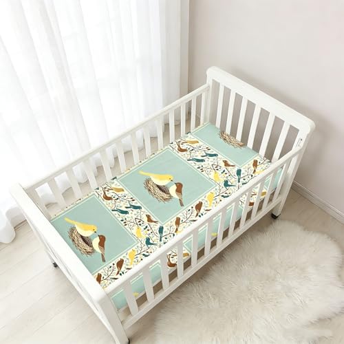 Drap housse berceau coton doux oiseaux | Parure lit bébé chic