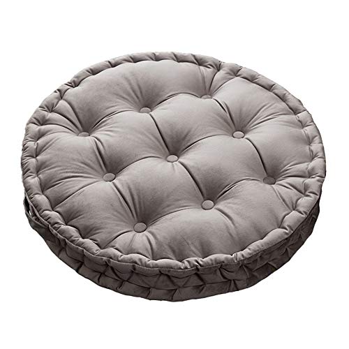 Mauuwy Round Floor Pillows Seat Cushion Velvet Tufted Indoor Cushions Big 3D Buttons Pillow Decorative Meditation Pet Mat For Sofa Couch Bed Garden Balcony Living Room Office Gray 24X24 #TOP18