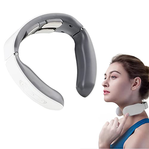Nackenmassagegerät mit Heizung, Smart Electric Pulse Massagegerät Nacken Schulter mit 4 Metallplatten 3 Modi, 9 Intensitätsstufen, Geschenk tragbares Nackenmassagegerät mit Wärme für Männer und Frauen Cover