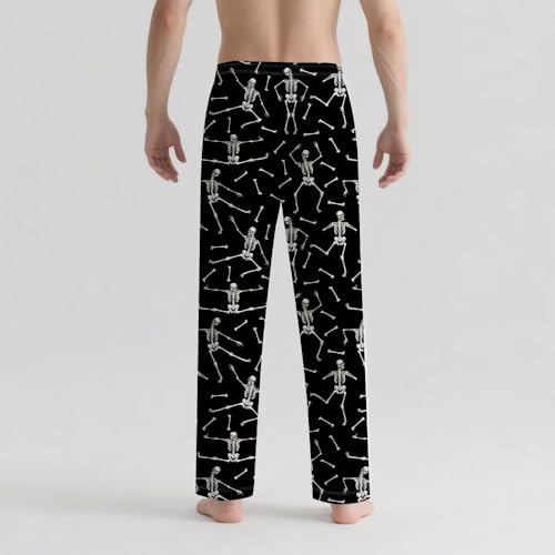 Halloween Pajama Pants for Men Fun Dancing Skeleton Pajama Pants with Pockets Drawstring Waist Soft Lounge Pants3