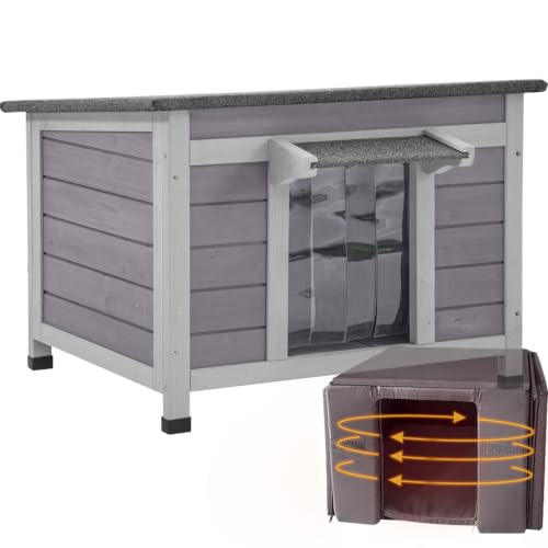 Outdoor Cat House with Insulated Liner Weatherproof Feral Cat Shelter for Winter