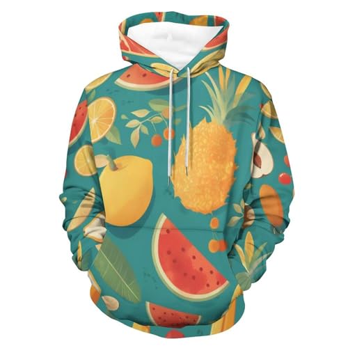 Sweat à Capuche Pastèque Ananas Hoodie Manches Longues Mixte en Taille S
