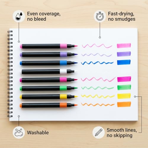 Image of SMILE Professional 48 Colors Acrylic Marker Pen Set - Multi Surface Paint Pens for Rock, Glass, Canvas, Wood, Ceramic, DIY Craft & School Projects