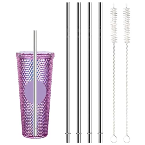 10.5 Inch Metal Straw Replacement for 20 24 30 oz Tumbler 10.5 X 0.31 Reusable Stainless Steel Straws with Cleaning Brush Compatible with Stanley Starbucks Cups Skinny Tumbler Mason Jars