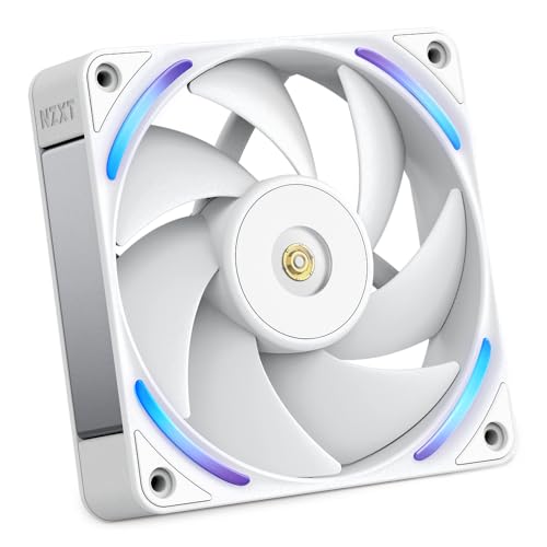 NZXT F120X Wentylator Wydajnościowy - 120mm PWM RGB PC - Maks. przepływ powietrza & ciśnienie statyczne - Niski hałas - Rama & łopatki LCP - Magnetyczne łożysko fluidalne - 30mm grubości - Biały