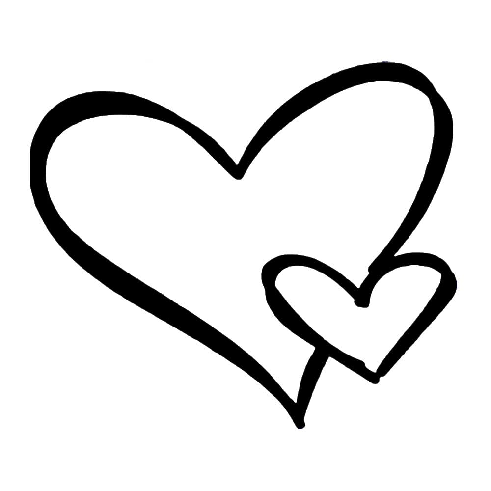 Hatcherabilia Black Pack Of 6 Love Heart Scribble Stickers - Scrapbook & Laptop - Cute Gifts For Her (8Cm X 7Cm, )